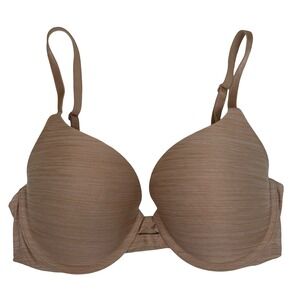 Victorias Secret Perfect Shape Bra 32D Heathered Beige Push‎ Up Underwire